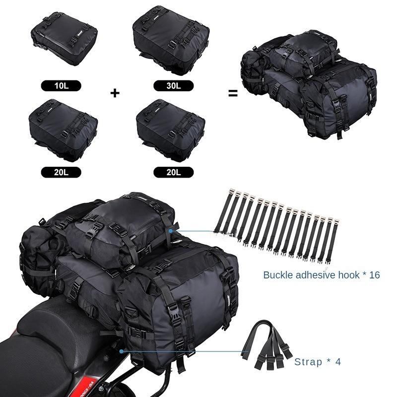 Multifunctional Motorcycle Rear Seat Bag Detachable Zipper Inner Bag Waterproof Hanging Bag Large Capacity Combined Bag 2-in-1/3-in-1/4-in-1