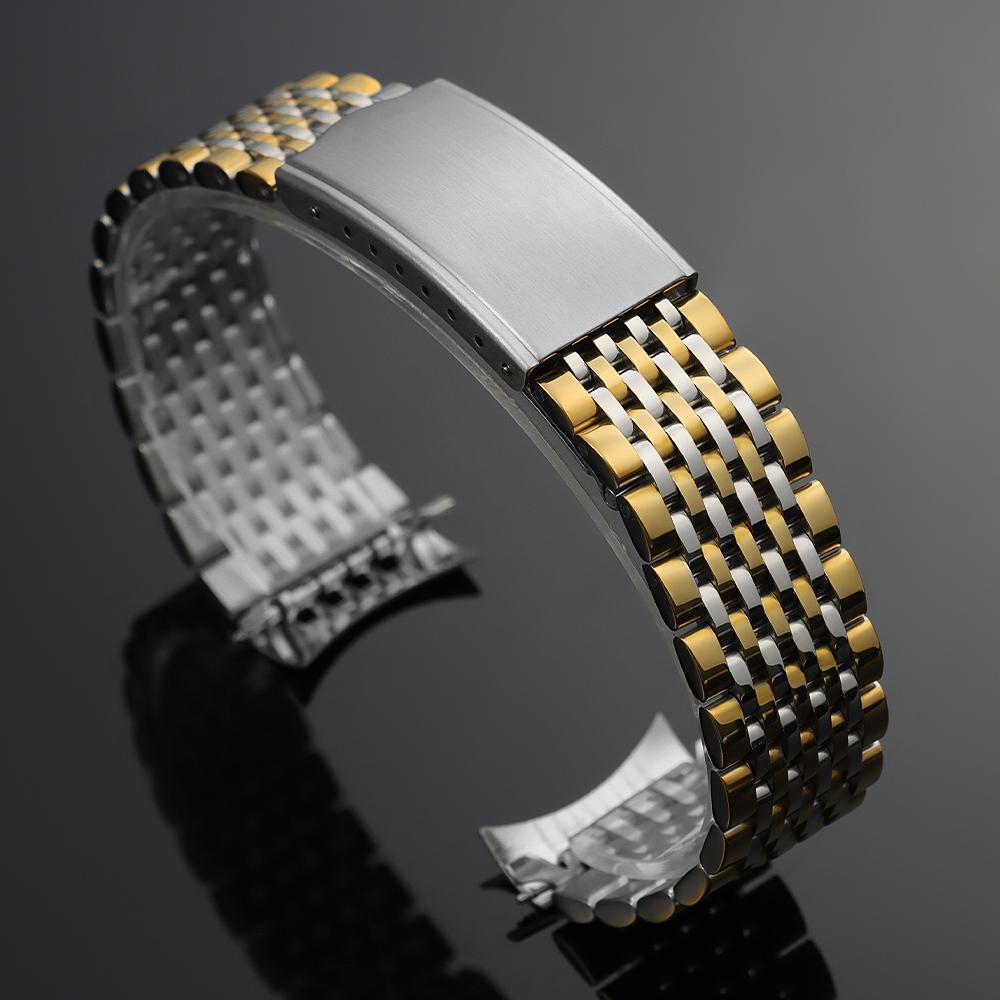 18mm 19mm 20mm Stainless Steel Watch Bracelet for Omega Seamaster for Speedmaster Men's Silver Gold Curved End Metal Watch Strap