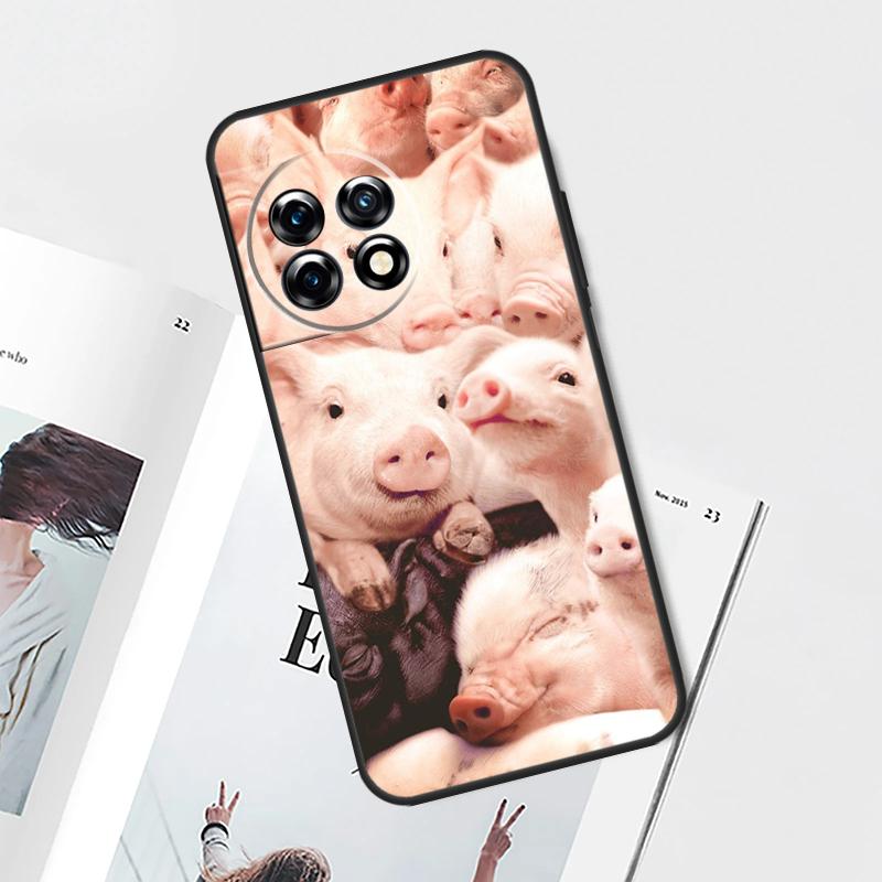 cute pig Case For OnePlus 12 11 9 10 Pro 8T 9R 10T 10R 12R OnePlus Nord 2 2T N20 N10 CE 3 Lite Cover