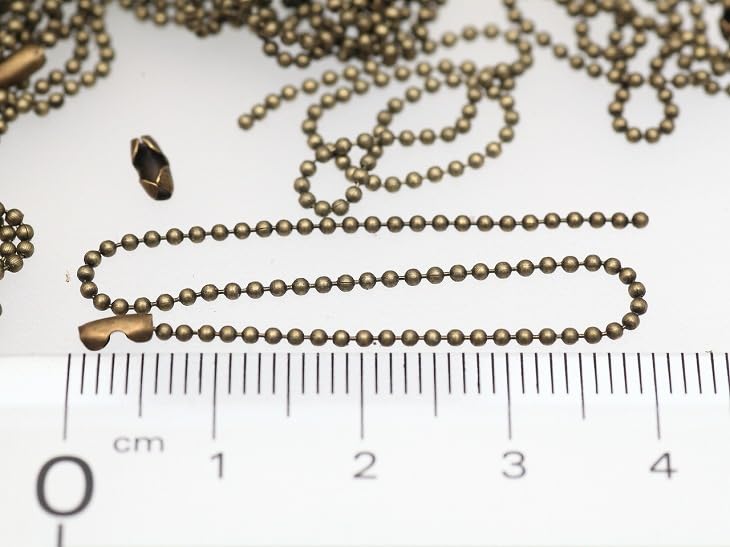 Ball chain with connector, 12cm (antique, 50 pieces)