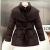 Stand-up collar fashion cotton-padded coat for women's medium and long winter new waist and thin lace-up cotton-padded coat