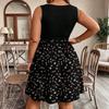 Plus Size Sleeveless Dress Casual Waist Tie Floral Print Patchwork Summer Dress for Women Fashion Trendy Comfortable Fit