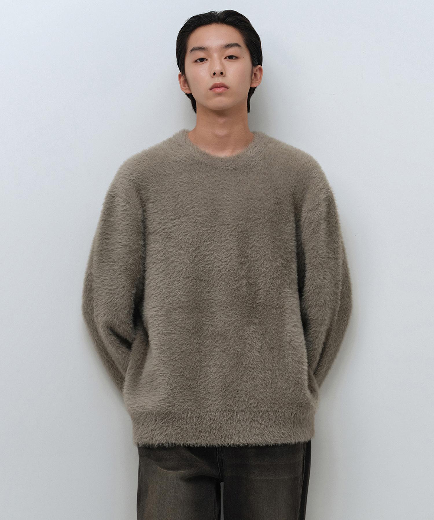 Musinsa Standard Fuzzy Crew Neck Knit [Taupe] Toph/2Xl