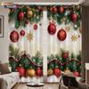 Color Christmas Ball Printed Perforated Curtains Insulation Multi Size Living Room Bedroom Holiday Decoration Set Of 2 Made Polyester Decor