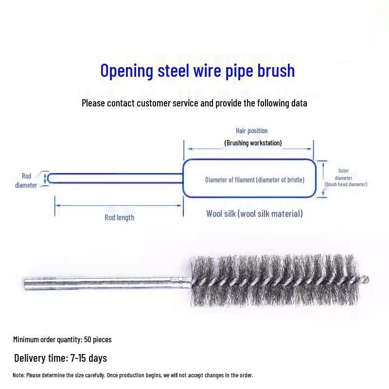 Stainless Steel Pipe Brush with Handle for Deburring, Rust Removal, Polishing, and Cleaning In Extended Inner Holes.