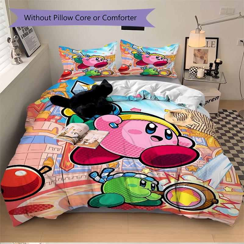 3pcs Bedding Set Kirby Includes 1 Comforter + 2 Pillowcases, Without Pillow Inserts, Soft Comfortable, Lightweight Breathable, Printed Home