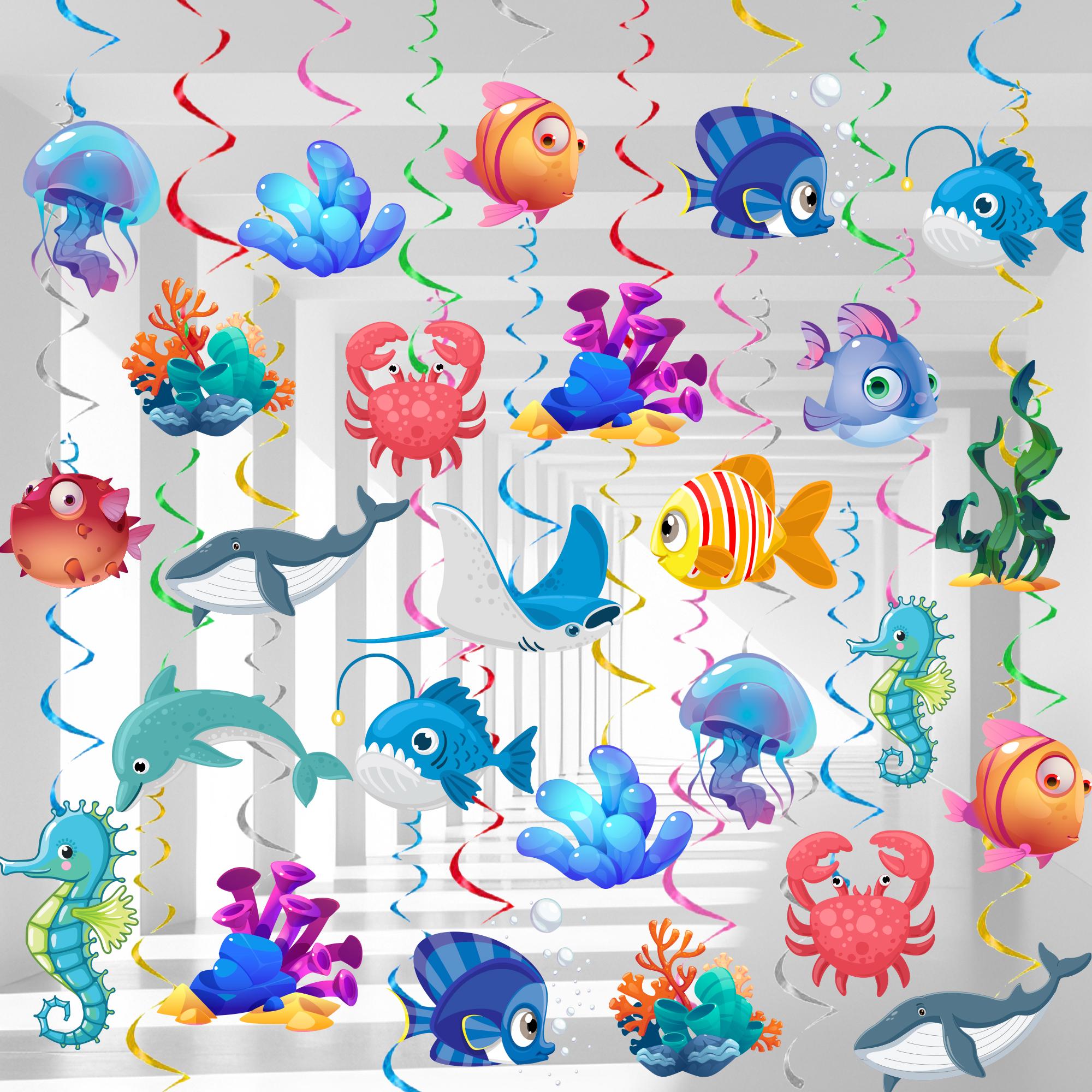 

Sea Animals Hanging Swirl Decorations, 32 Pcs Under Sea Hanging Swirls Decoration, Hanging Swirls Undersea Spiral Decoration for Ocean Theme Party As shown in the picture синий