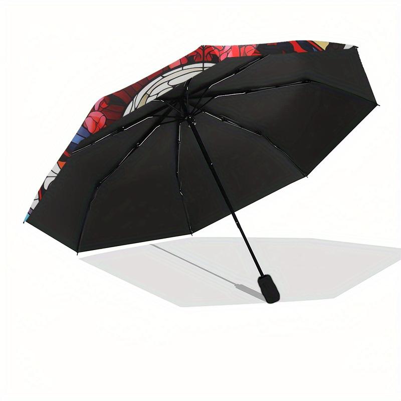 Stained Skull Window Art DecorUmbrella, Portable 3-Fold Compact Umbrella,Christmas Gift ES656