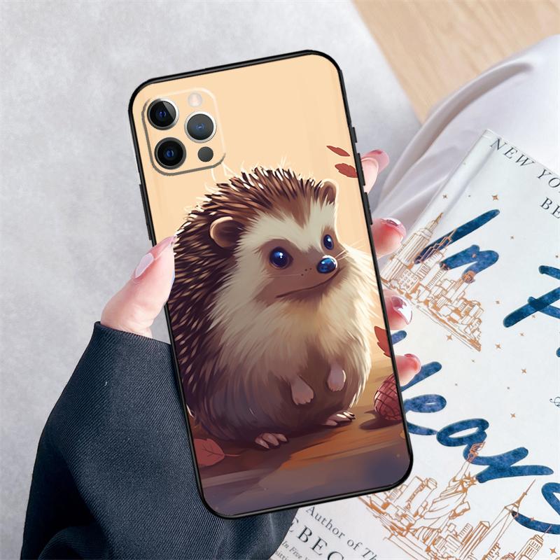 Cute Little Hedgehog Phone Case For iPhone 15 16 Pro Max 11 12 13 Mini 14 Pro Max XR 15 16 Plus 16e Cover Coque
