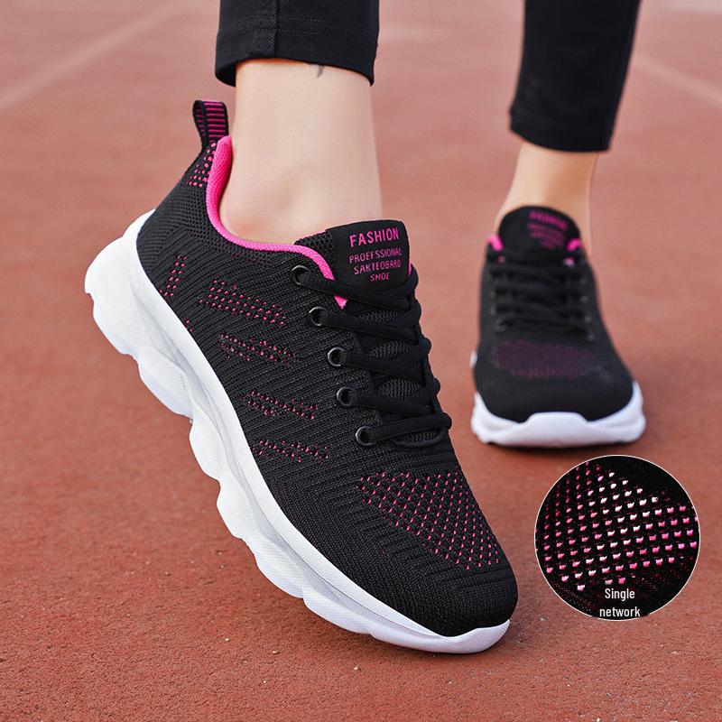 Women's Black Non-Slip Lightweight Running Shoes – Breathable, Casual, Comfortable for Travel and Work