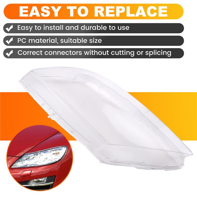 L10A For MAZDA RX8 2008-2010 Car Headlight Shell Replacement Headlamp Cover Lens Glass For 2009 Models