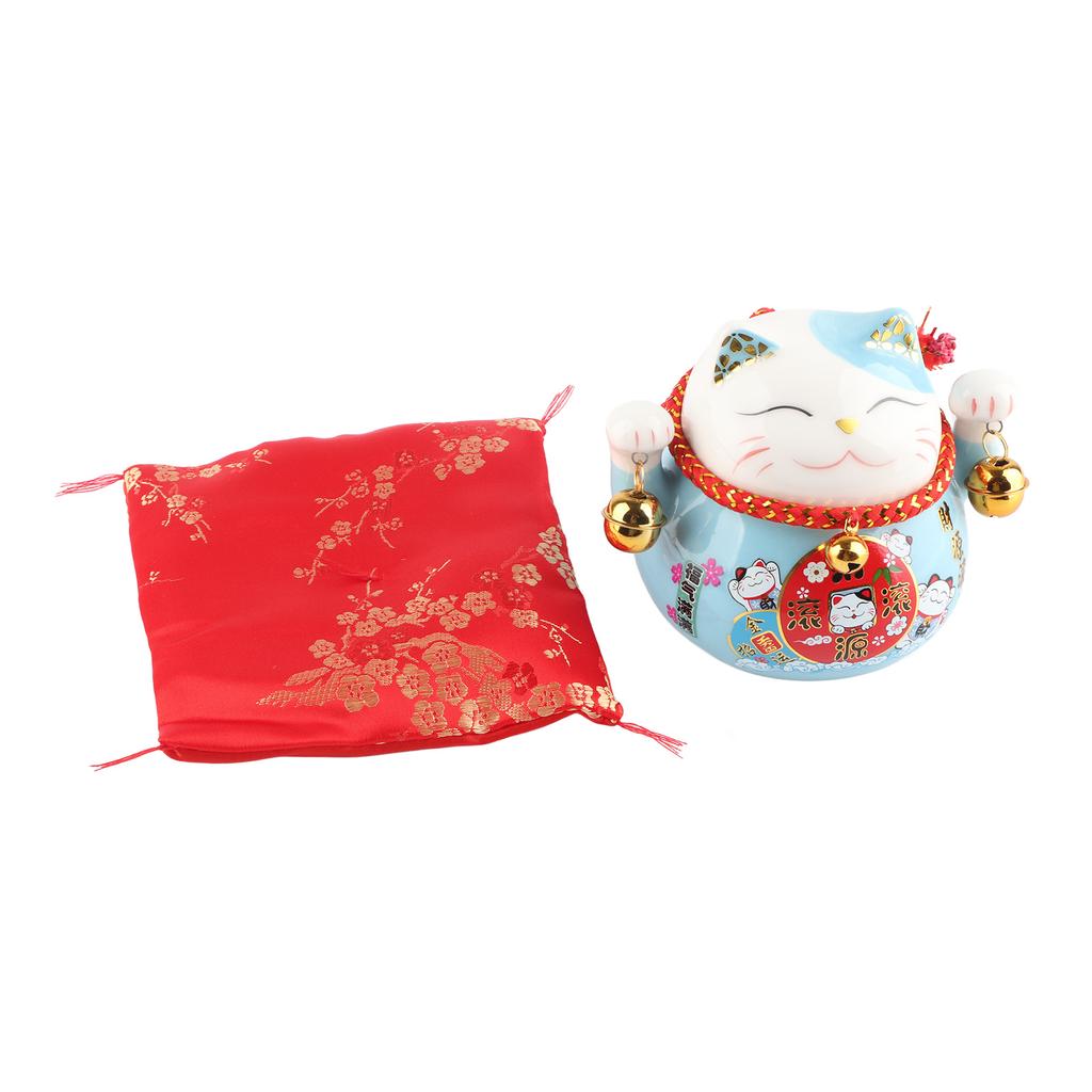 Lucky Cat Coin Bank 4.5in Exquisite Cute Bring Luck Good Ceramic Fortune Cat Saving Pot Desk Decoration