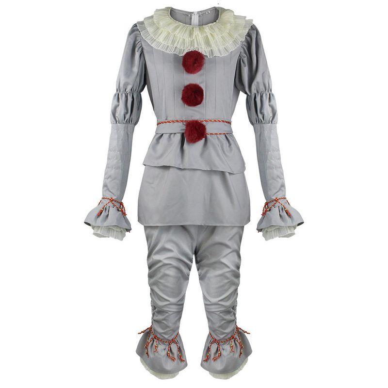 

It: Chapter Two Pennywise Cosplay Costume Halloween Outfit Clown Pennywise Costume for Men and Women Performance Wear Light Gray Clown Returns XXL