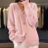 Women's Cable Knit Textured V Neck Long Sleeve Cardigan Solid Color Loose Knit Sweater Coat