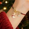 Stackable Festive Wrist Jewelry Christmas Bracelets, Red Green String Bracelet, Adjustable Charm Bracelet Webbing with Glow in The Dark Bead for Women