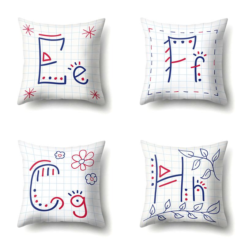 Polyester Pillow Case Decoration Home 26 English Letter Printing Pillow Case British Style Bedside Cushion Cover