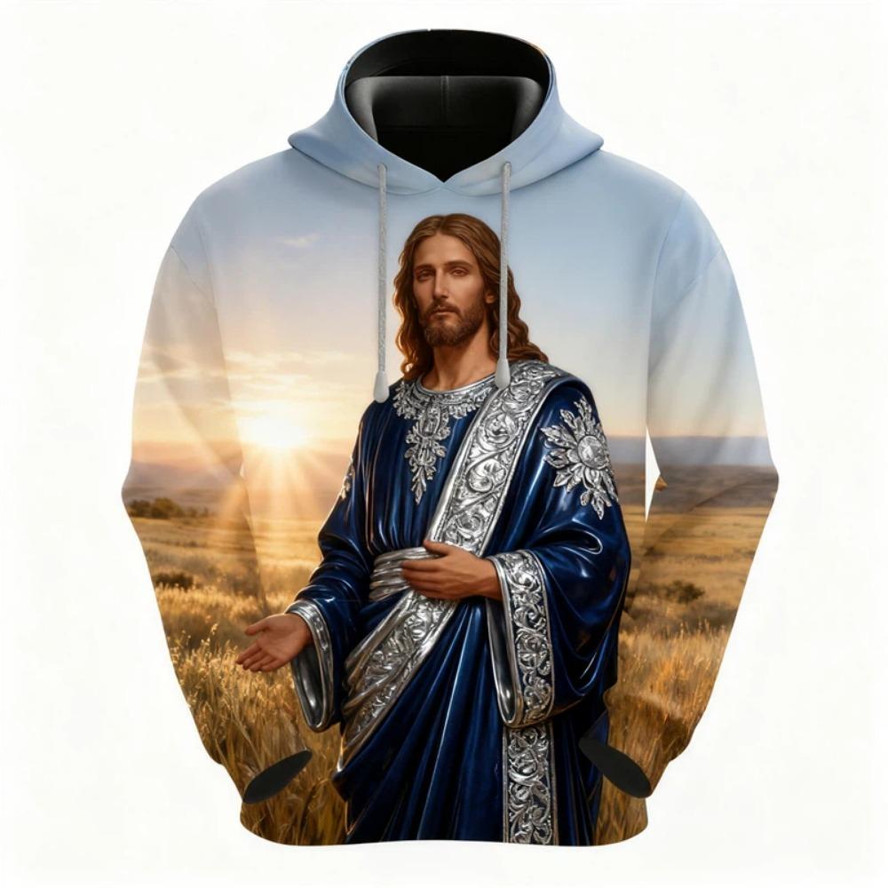 Autumn Fashion Men Women's Hoodies Jesus Graphic Print Pullover Casual Sweatshirt Kids Hoodies Top Clothing