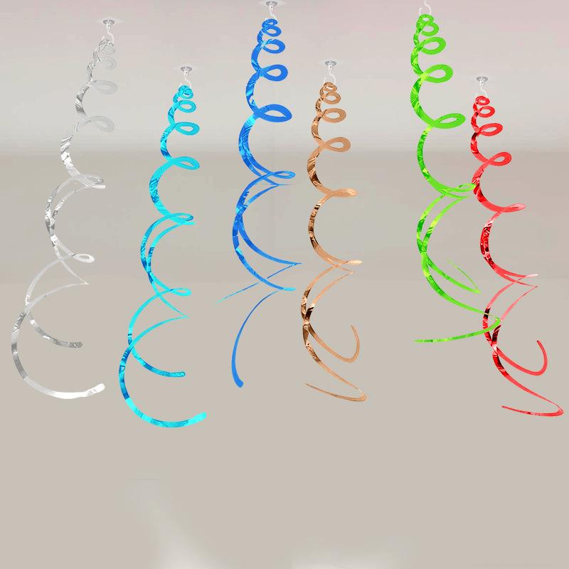 6 stk Spiralhengende Party Streamers Hengende Plast Streamer Spiralanheng Twin Tail Party Takfolie Swirl-dekorasjoner
