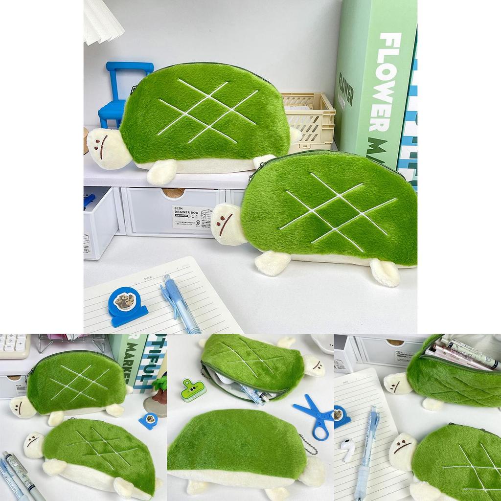 Adorable Estuche de Lápices de Tortuga de Peluche Lindo Bolso de Papelería de Animales Para Niños Almacenamiento