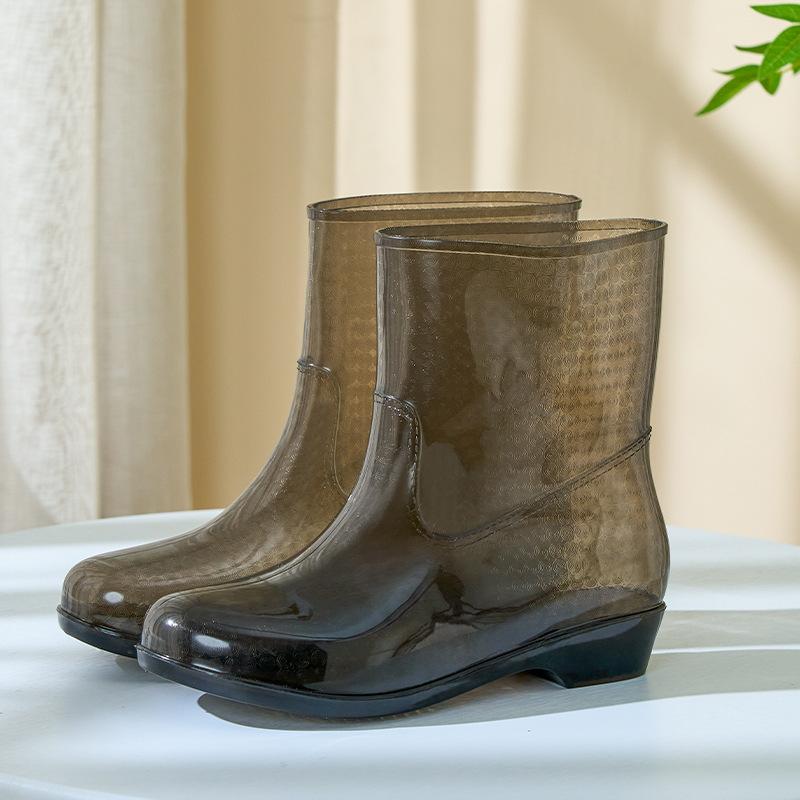 

Medium tube women s rain boots women s fashion non-slip and wear-resistant waterproof boots crystal women s water shoes adult transparent overshoes 36