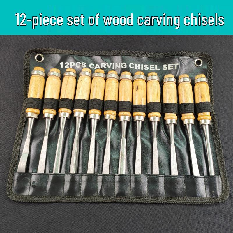 12-Piece Wood Carving Knife Set for Woodworking and Root Carving