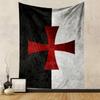 Templar Cross on Black and White Background Patterned Tapestry Decorative Wall Hanging, Home Bedroom Living Room Decor