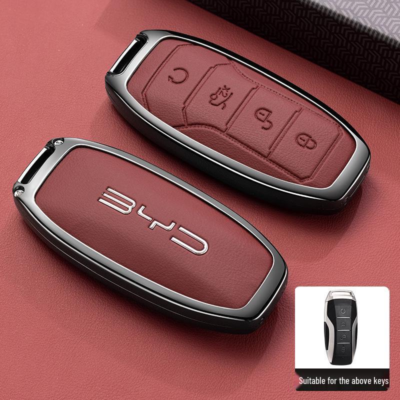 Premium Car Key Bag with Buckle for BYD Han, Qin Plus, Song Pro, Tang, Dolphin, and E9