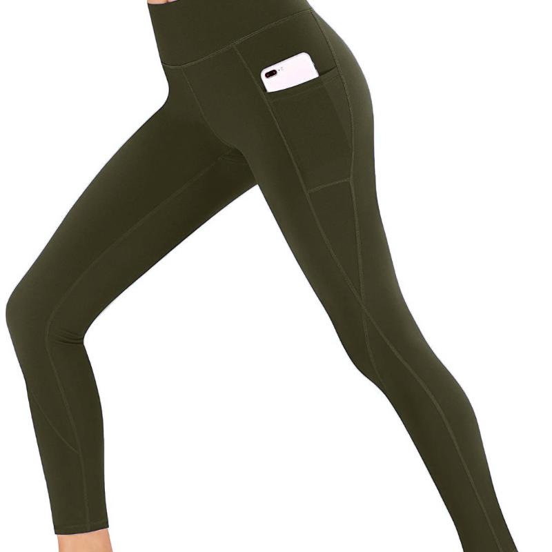 High Waist Elastic Workout Women Yoga Leggings Tummy Control Ruched Booty With Pocket Pants Seamless Gym Compression Tights