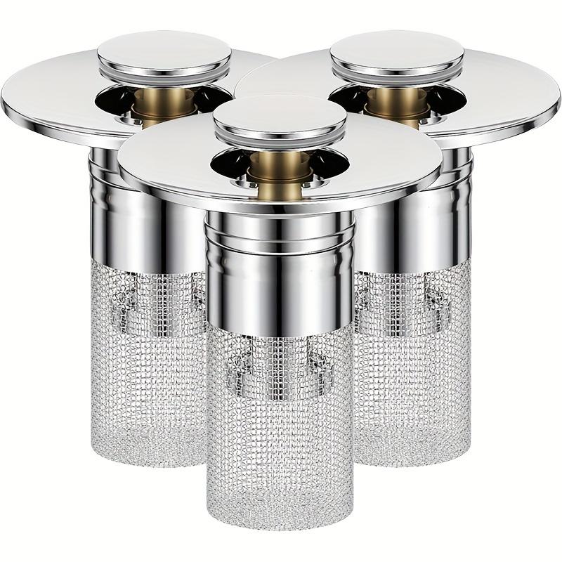 Stainless Steel Removable Strainer Basket Bathroom Sink Drain Strainer, Pop-up Sink Drain Strainer Hair Catcher for Bathroom Sink Stopper Replacement