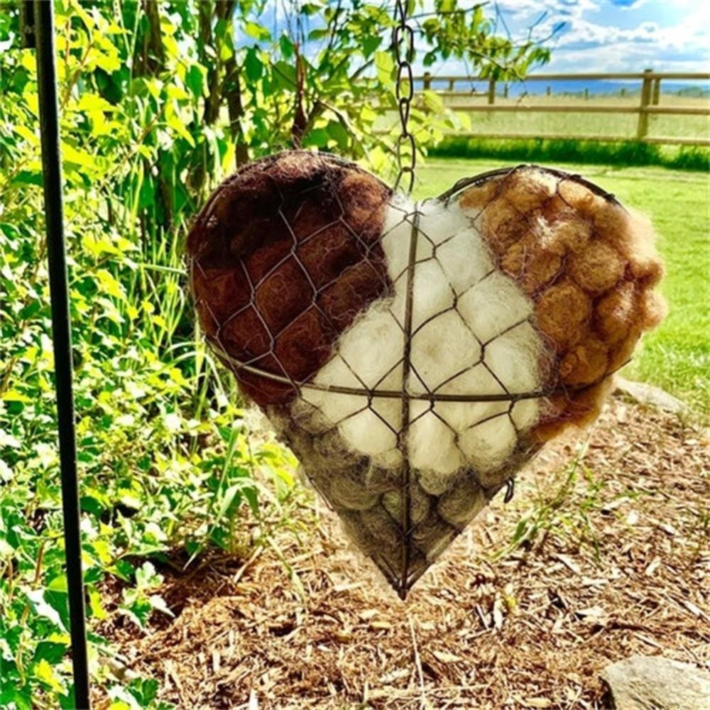 Heart Shape Alpaca Fiber Bird Nesting Heart Refillable Winter Bird Tree Shelter  Garden Art