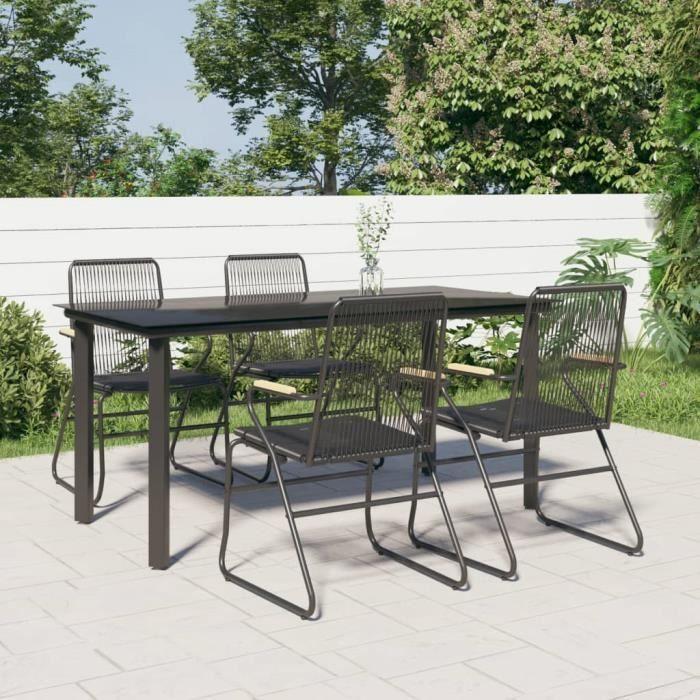 VidaXL Mobilier à dîner de jardin 5 pcs Noir Rotin PVC 3156572