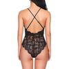 Sheer Lace Bodysuit Women Backless Transparent Mesh Bow Sexy Jumpsuit Catsuit Straps Bodysuits Thong