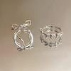 2Pcs Fashion Bow Ribbon Rings For Women Girls Sweet Cute Geometric Bow Opening Adjustable Rings Wedding Party Jewelry Gifts