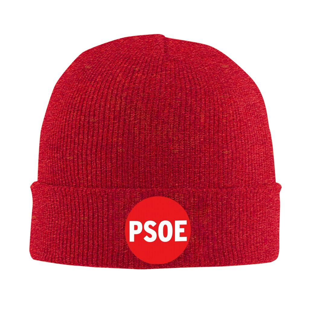 Unisex Adult PSOE Logo Pedro Sanchez Spain Beanie Hats Y2K Cool Knit Hat Autumn Kpop Caps Graphic Warm Bonnet Hats