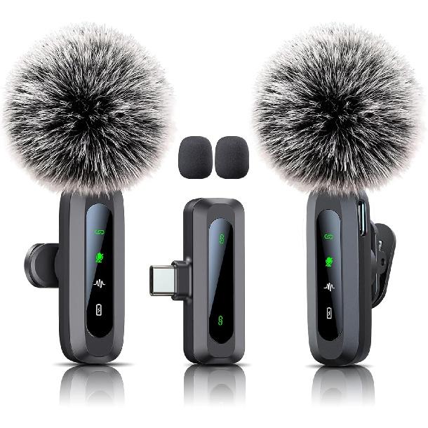 Microphone for iPhone 15-16, mini mic Wireless mic with Noise Reduction,mini Microphone LED Display -Wireless Microphones Ideal for Vlog, TikTok &