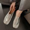 Fashion Low Heels Women Pumps Square Toe Splitting Toes Genuine Leather Slippers Spring Summer Concise Casual Working Shoes Woman New