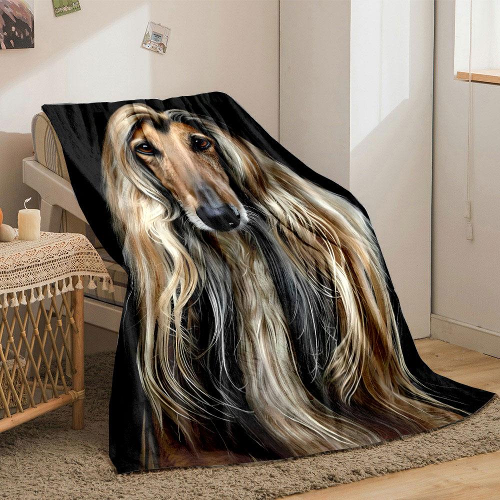Afghan Hound Pattern Blanket Bedroom Blanket for Livingroom Couch Lunch Break Soft Throw for Friend's Festival Gift