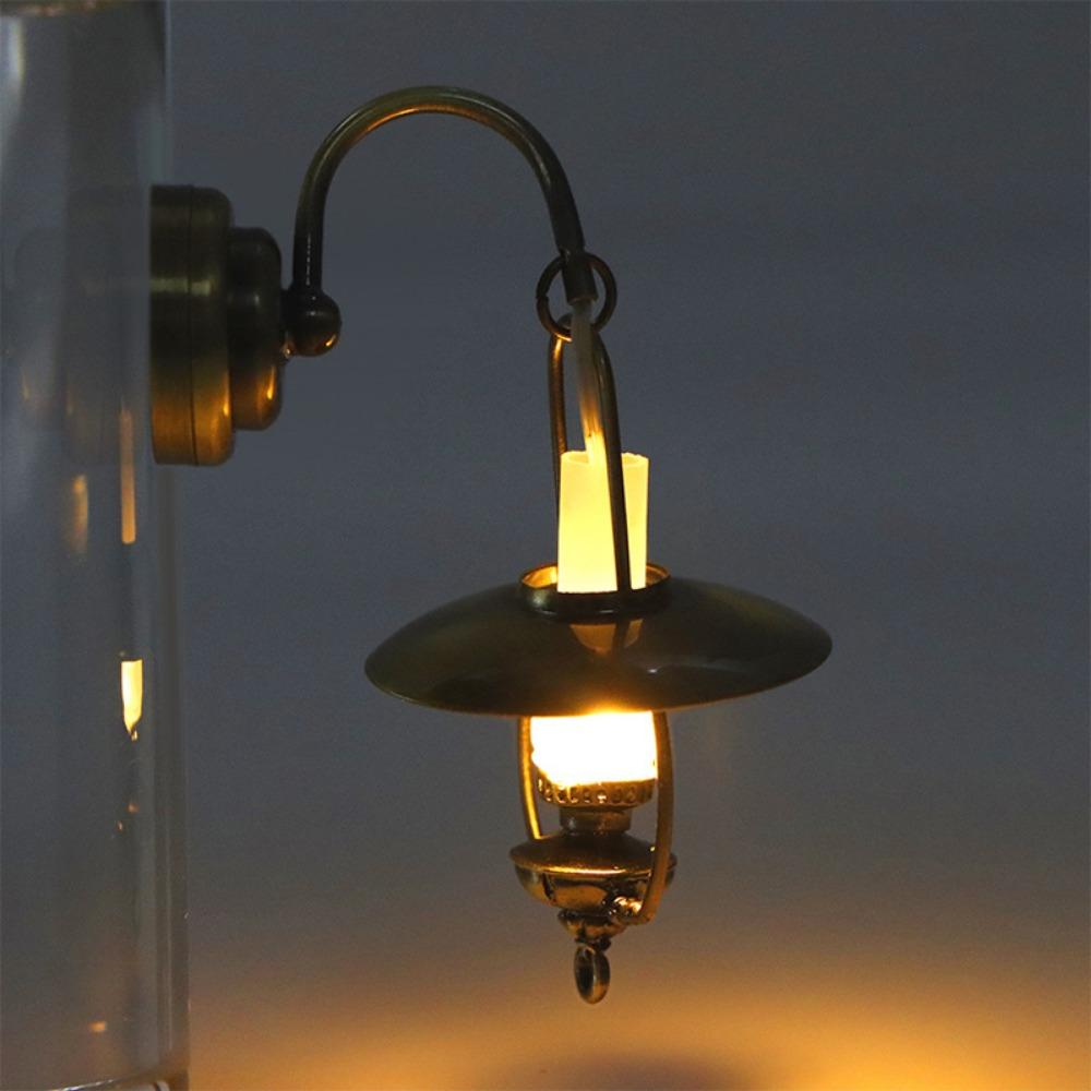 1:12 Miniature LED Golden Light Mini Home Table Lamp Model  Doll House Accessories