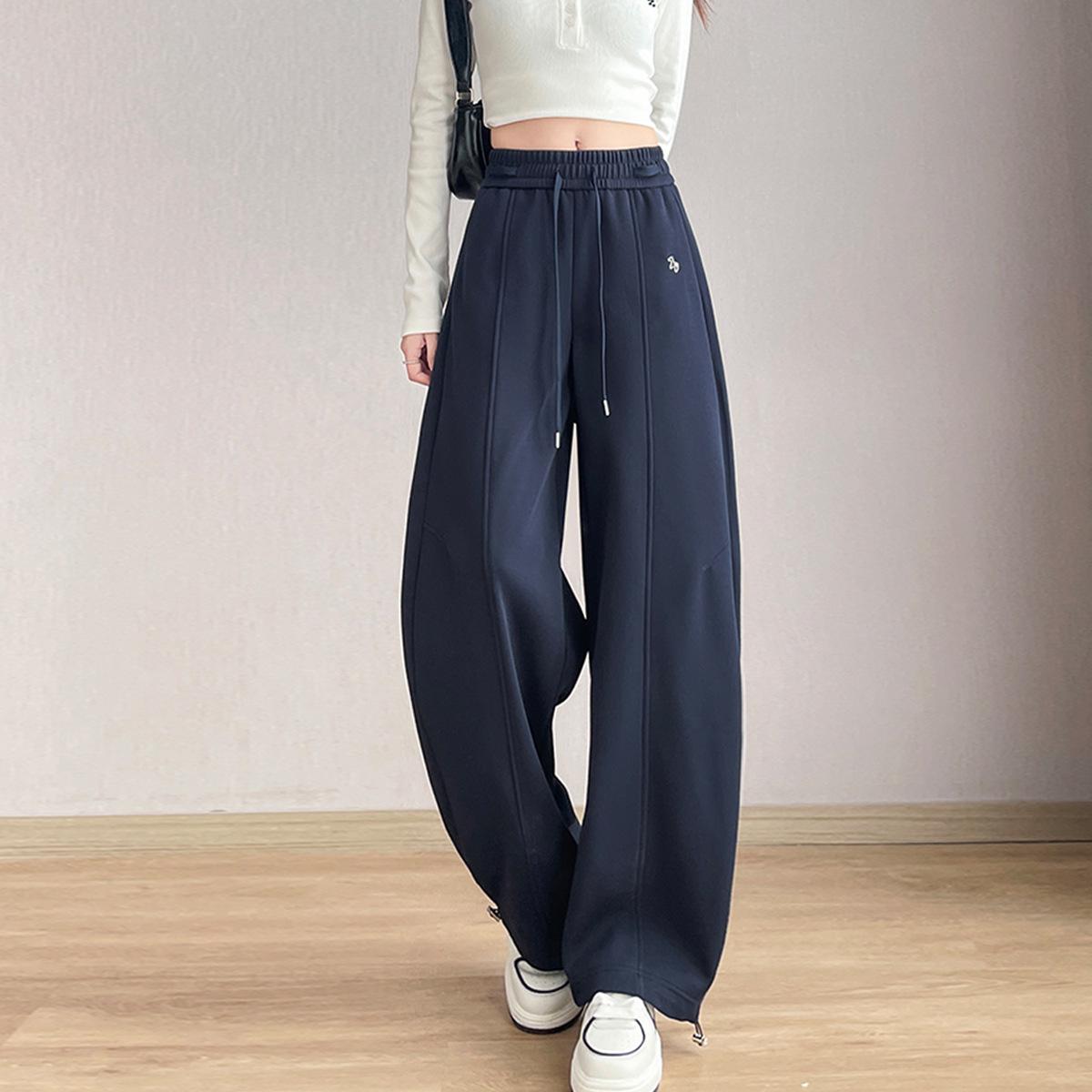 

Women s High-Waisted Slimming Cargo Pants with Two-Way Elastic Waist and Drawstring 2XL (70-80 kg) темно-синий