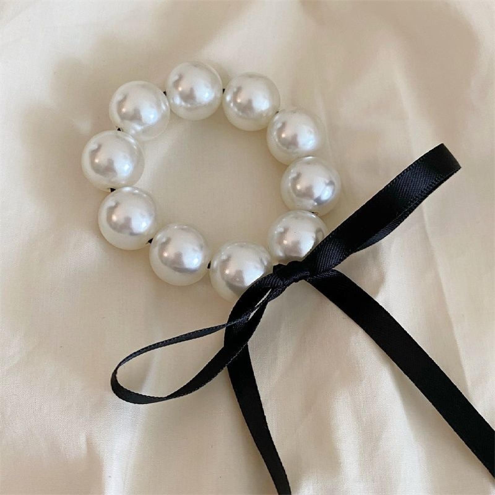 

1 шт. Модная резинка для волос «хвост» Черная лента Жемчуг Повязка для волос Высокая эластичность Резинка для волос Кожаная лента Прочная Не повреждает волосы Голову