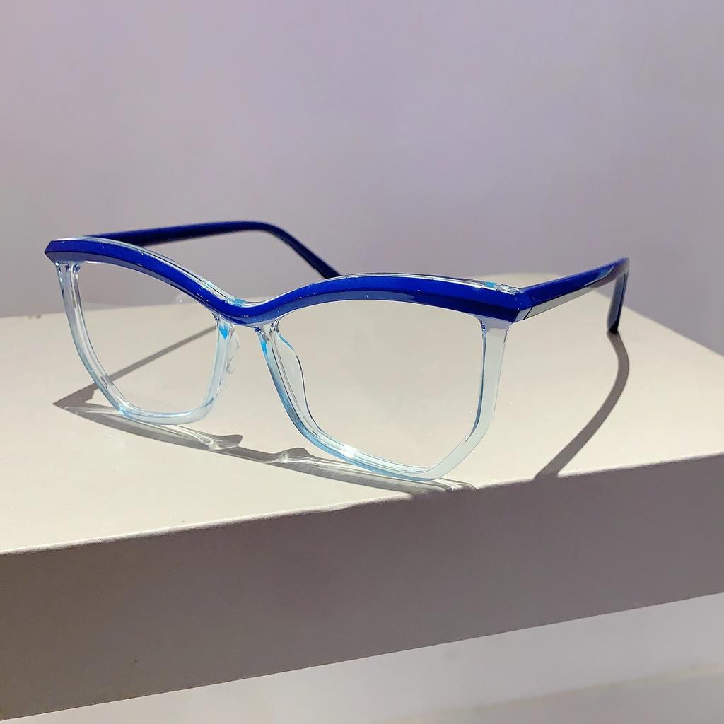 Irregular Rim Non-Prescription Eyeglasses  New In Stylish Trendy Design Oversized Blue Light Blocking Women Eyewear