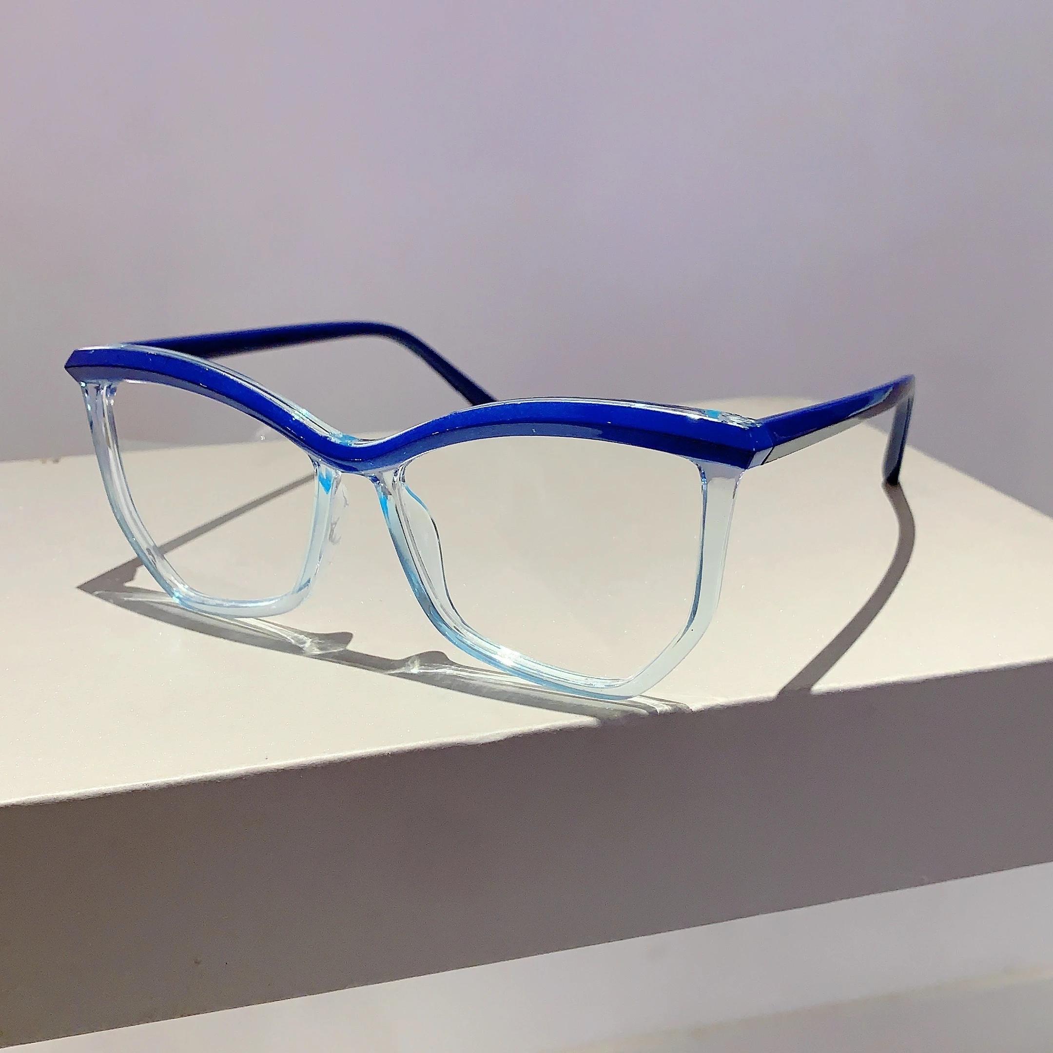 

Irregular Rim Non-Prescription Eyeglasses New In Stylish Trendy Design Oversized Blue Light Blocking Women Eyewear transparent lenses