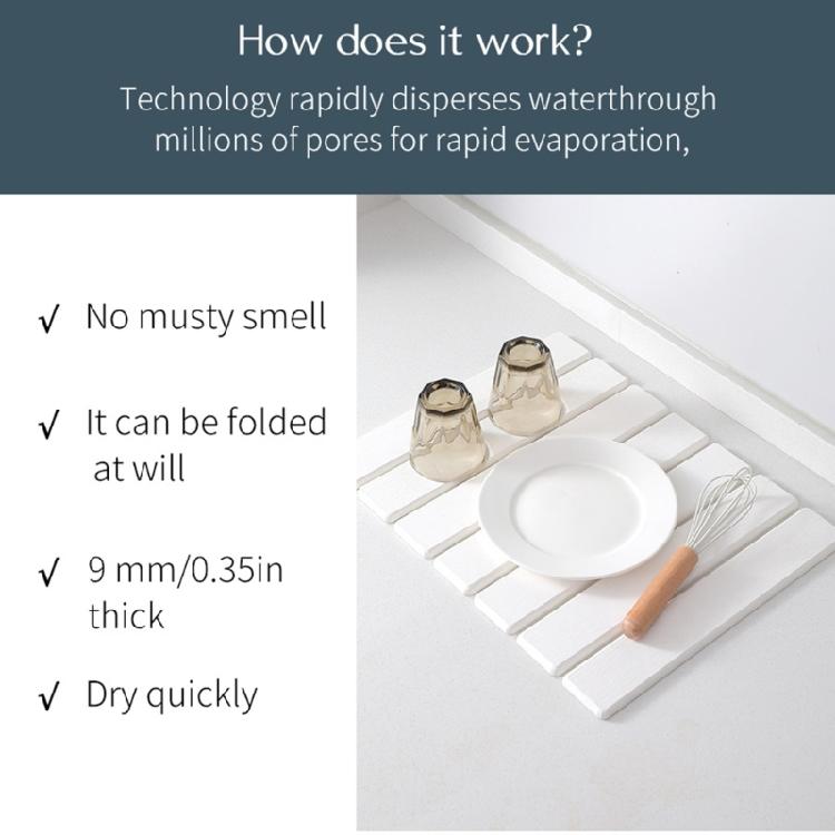 Sustainable Diatomaceous Earth Mat for Drying Dishes Tableware Draining Mat Drain Pad for Kitchen and Bathroom Counters