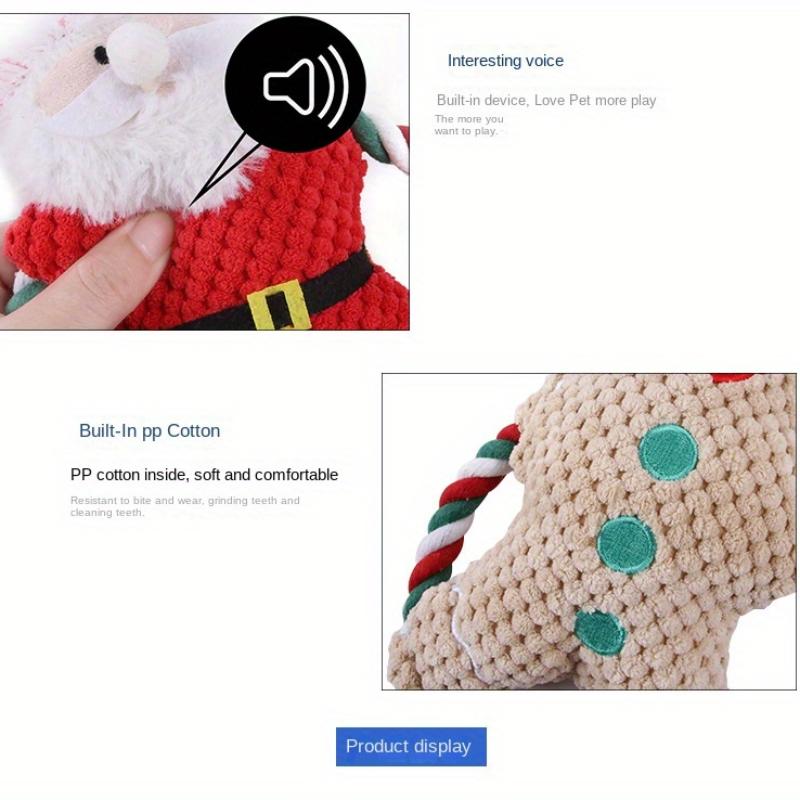 Festive 1pc Christmas Dog Plush Toy Set with Squeaker - Santa, Penguin & Gingerbread Man-Shaped Chew Toys for All Breeds