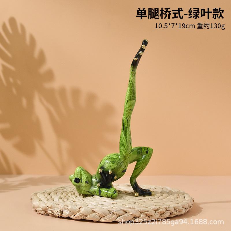 Nordic Yoga Frog Pastoral Animal Resin Crafts Abstract Yoga Frog Sculpture Cartoon Animal Living Room Ornaments Home Decoration
