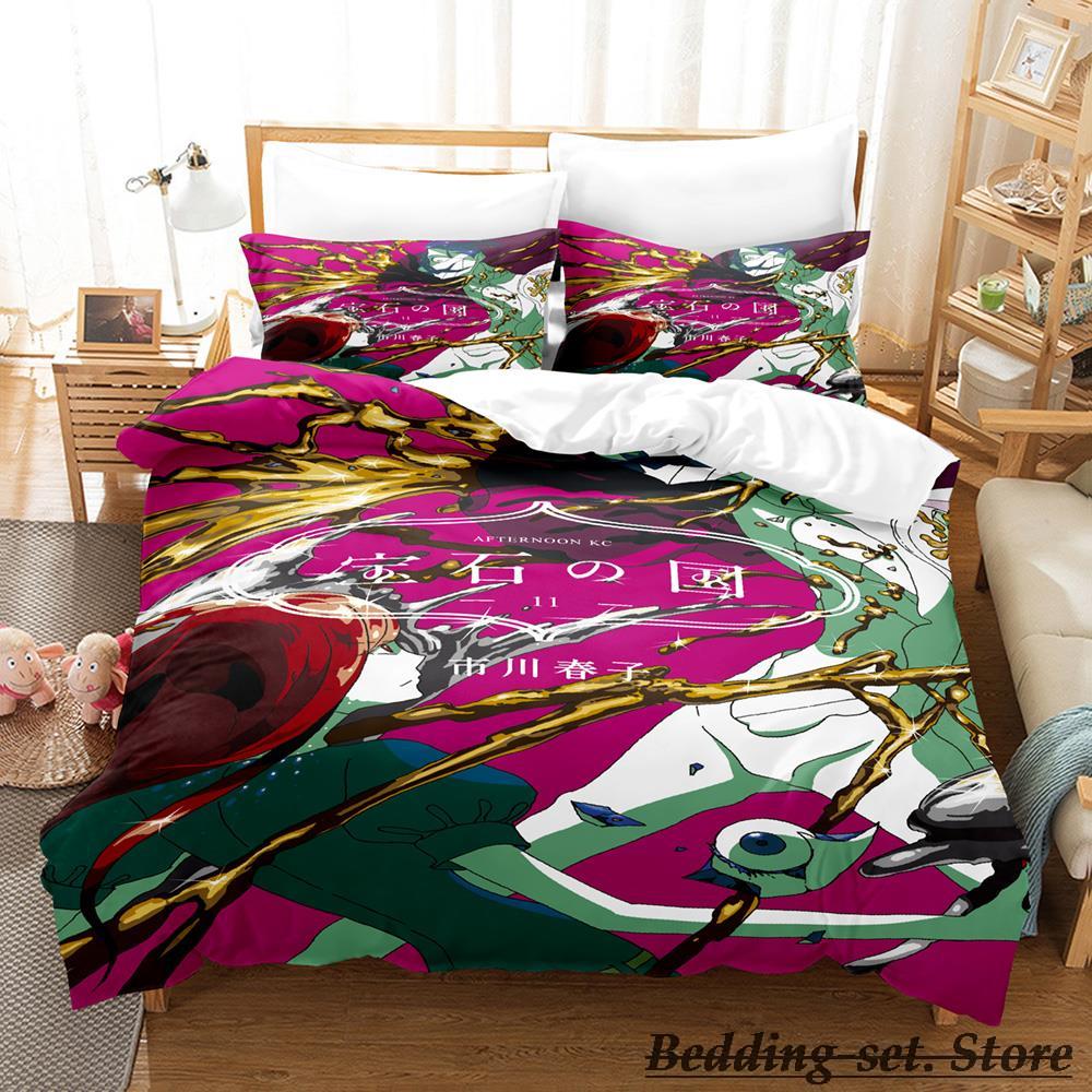 2023 Houseki No Kuni Bedding Set Cartoon Anime three-piece Set Adult Kid Bedroom Duvetcover Sets 3D Kawaii Girls Duvet Cover