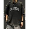 Los Angeles California Letter Print Summer Men's Trendy Drop Shoulder Sleeve High-Quality Thickened Heavyweight Oversized Vintage Distressed Pure