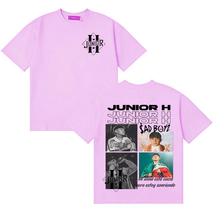 Rapper Junior H Album Cover High Quality T Shirt Unisex Women Aesthetic Short Sleeve Double Sided Print Y2K Oversized Tee Teenagers