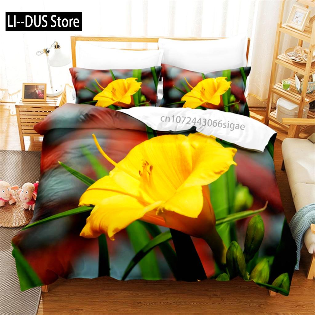 

Comforter Yellow Flowers Queen Bedding Set S Bedding Digital Printing King Size Bedding Set Comforter (quilt)-EU Single(135*200cm)3pcs