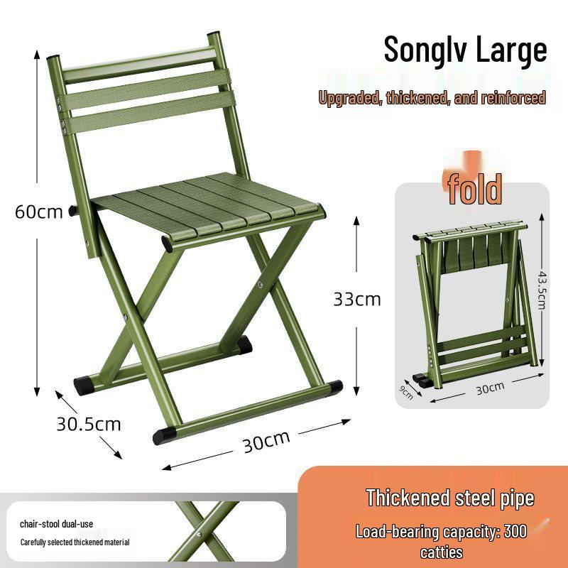 Portable Thickened Folding Stool with Backrest for Camping and Barbecue